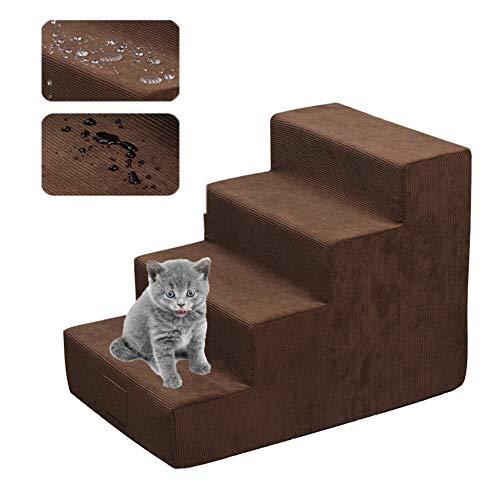 SHIJINHAO Escalera para Mascotas, Suave Rampa Elevada 3/4 Pasos Lona Alquitranada Durable Esponja Espuma Perros Pequeños Medianos Escaleras Auxiliares Pasarela Sofá, 2 Medidas