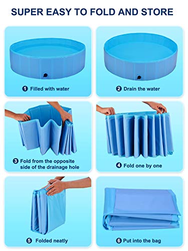 ShinePick Piscina para Perros, Bañera para Perros, PVC Bañera Mascotas Plegable Antideslizante y Resistente al Desgaste, Desmontables Portatil Regalo para Mascotas (120 x 30 cm)