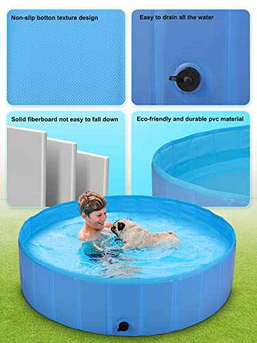 ShinePick Piscina para Perros, Bañera para Perros, PVC Bañera Mascotas Plegable Antideslizante y Resistente al Desgaste, Desmontables Portatil Regalo para Mascotas (120 x 30 cm)