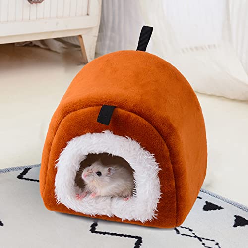 SHINROAD Nido de mascotas Cama de hámster Cómoda buena suavidad Afinidad de la piel cálida Gran espacio Espesar felpa Semicerrada Cave Cama Nido de mascotas Suministros de animales pequeños Blanco S