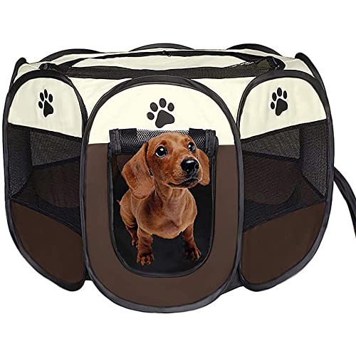 Shmillor Tienda de campaña portátil plegable para mascotas, casa para perros, gatos, parque de juegos, cachorros, perreras, fácil de operar, valla octogonal #A