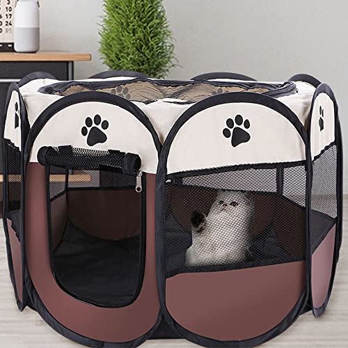 Shmillor Tienda de campaña portátil plegable para mascotas, casa para perros, gatos, parque de juegos, cachorros, perreras, fácil de operar, valla octogonal #A