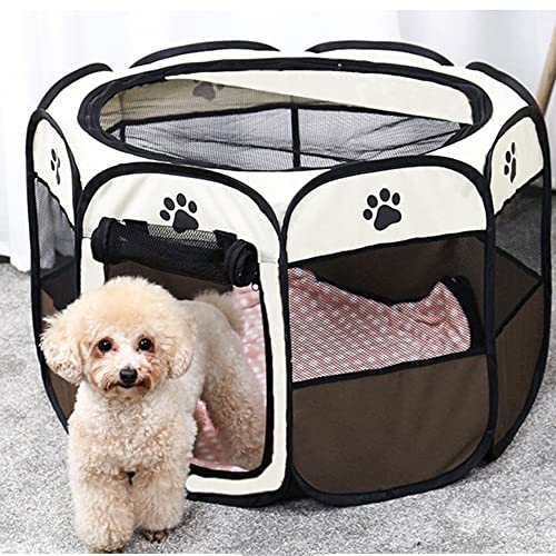 Shmillor Tienda de campaña portátil plegable para mascotas, casa para perros, gatos, parque de juegos, cachorros, perreras, fácil de operar, valla octogonal #A