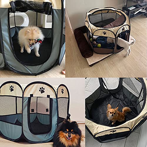 Shmillor Tienda de campaña portátil plegable para mascotas, casa para perros, gatos, parque de juegos, cachorros, perreras, fácil de operar, valla octogonal #A