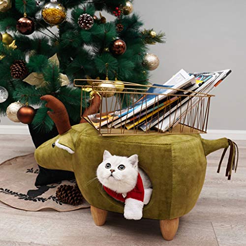 SHUTING2020 Abrigo de Perro Elk Shape Pet Stool Person Pet Dual Use es el Stool Que se Puede sentar y acariciar Villa Four Seasons Universal Pet Nest Cat House Green Ropa para Mascotas