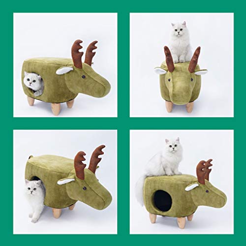 SHUTING2020 Abrigo de Perro Elk Shape Pet Stool Person Pet Dual Use es el Stool Que se Puede sentar y acariciar Villa Four Seasons Universal Pet Nest Cat House Green Ropa para Mascotas