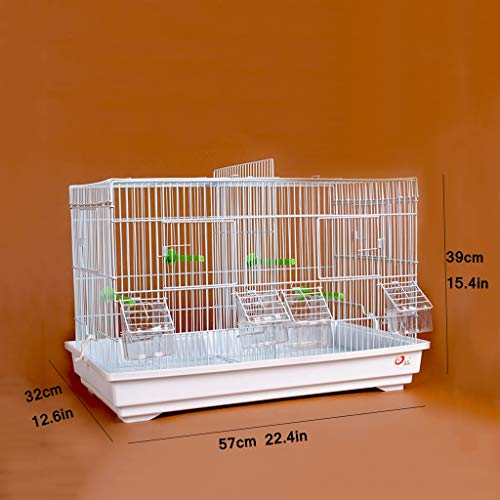 SHUTING2020 Jaula para Pájaroas pajarera Avanzada Breeding Bird Cage for Finch Canarias Budgie - Gran pájaro de Metal Jaula de Viaje Jaula de pájaro con una partición (Blanco) Suministros de Mascotas