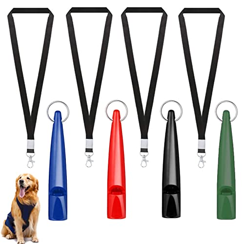 Silbato de Perros 4pcs Silbato de Entrenamiento Perros Ultrasonidos Silbato de Entrenamiento de Perro Silbatos para Perros de Caza Silbato de Perro Antiladridos Silbato de Perro con Cordón Ajustables