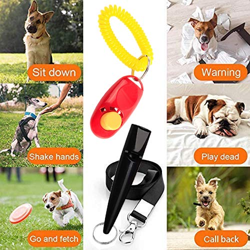 Silbato y Clicker de Perros,Detener Ladrar Herramientas de Adiestramiento Actualización con Correa de Silbato(3Pack)