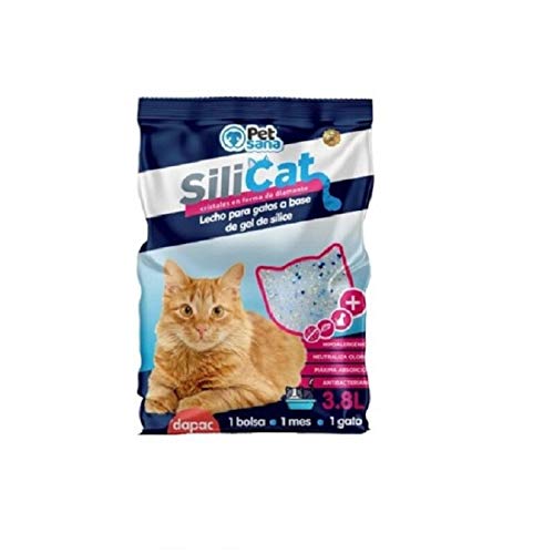 SILICAT Arena de Sílice para Gatos Absorbente Natural 100% Económico Seguro para el Gato y el Ambiente - 3,8 L