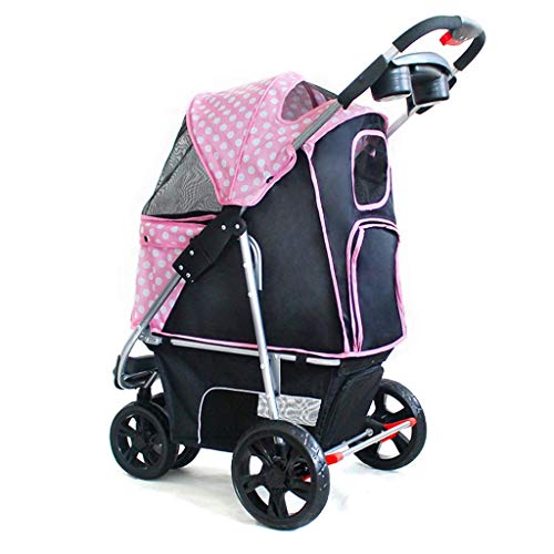 Silla de Paseo for Perros, cochecitos de Mascotas for Peque?a Mediana Perros y Gatos - 3 Ruedas Elite del Basculador - Carros Mejor for Gato y Perrito Grande (Color : Pink)