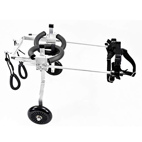 Silla de ruedas para mascotas, modelo XS, adecuada para altura 22-27 / 26-31cm, peso 2-4 kg Ropa para perro, longitud ajustable, ancho y altura Scooter auxiliar de entrenamiento con patas traseras