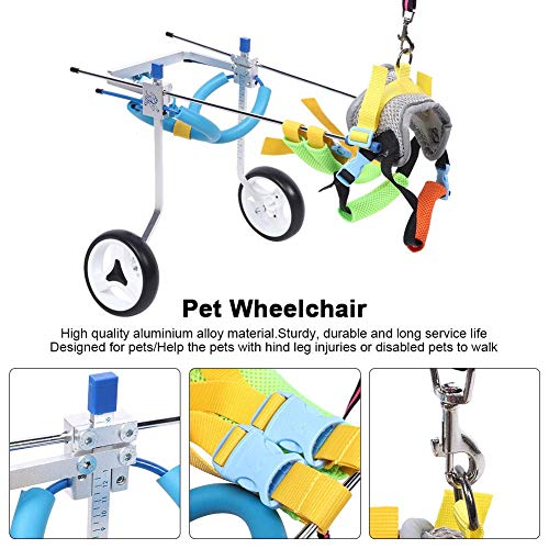 Silla de Ruedas para Mascotas,Rueda Doble Ajustable Ligera XS Widen Discapacitados Paseos Asistidos por Perros Coche Portátil Mascotas Traseras Ejercicio Piernas Carro Auxiliar para Perros y Gatos(XS)