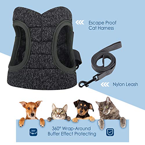 Simpeak Arnés para Gatos, arnés para Gatos con Correa a Prueba de Escape, arnés para Gatos arnés para Cachorros Suave, pequeño, Negro