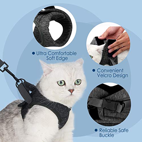 Simpeak Arnés para Gatos, arnés para Gatos con Correa a Prueba de Escape, arnés para Gatos arnés para Cachorros Suave, pequeño, Negro