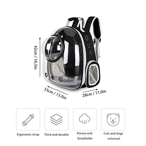 Sipobuy Mochila Cápsula Espacio para Mascotas, Portador De Perro Cachorro Pequeño Mediano, Transparente Transpirable Resistente Al Calor, Portador De Mascotas para Viajes Senderismo Camping (Grey)