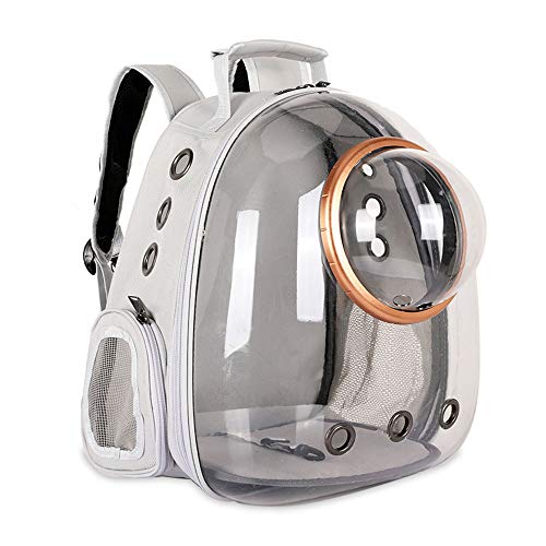 Sipobuy Mochila Cápsula Espacio para Mascotas, Portador De Perro Cachorro Pequeño Mediano, Transparente Transpirable Resistente Al Calor, Portador De Mascotas para Viajes Senderismo Camping (Grey)