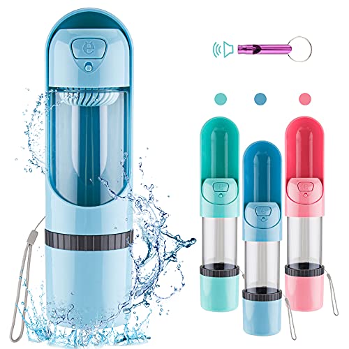 Sirecal Botella de Agua para Perros 300ml de Agua 100ml de Comida, Ambiental Botella para Perros Gatos,Botellas para Perros Portatil para pasear,Viajes,Senderismo,Color Azul