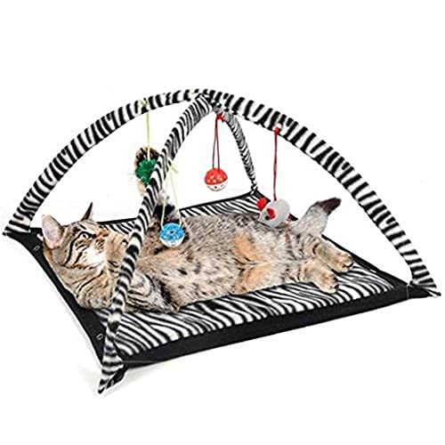 SJYDQ Divertida Tienda de Juegos para Gatos con Bolas Colgantes, Juguetes, Bolas, Gatos, Cama, Tienda, Alfombrilla para Gatitos, Actividad de Ejercicio, Manta para Jugar, Suministros para Mascotas