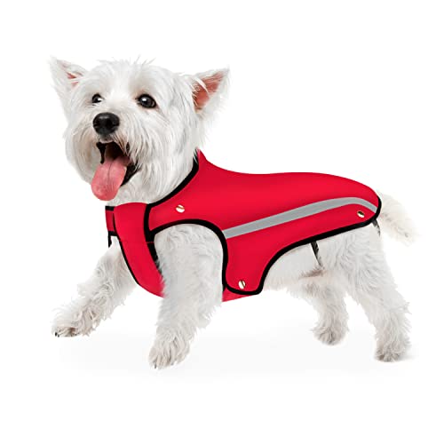 SlowTon Abrigo para Perro Impermeable, cálida Chaqueta Perro de Invierno,Forro de Franela Desmontable Abrigo Perro Cuello Ajustable y Chaleco del tamaño del Pecho para Perro con Raya Reflectante