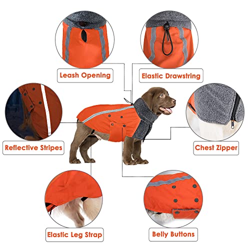 SlowTon Abrigo Perro Invierno, cálido Forro Polar para Exteriores con Bufanda de Cuello Alto Abrigo para Perros, Rayas Reflectantes, Chaleco a Prueba de Viento, Suaves para Invierno Ropa para Perro