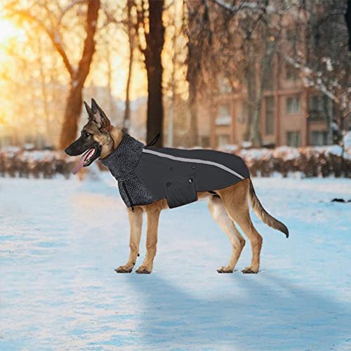 SlowTon -Abrigo Perro Invierno, cálido Forro Polar para Exteriores con Bufanda de Cuello Alto, Rayas Reflectantes, Chaleco a Prueba de Viento, Juegos Suaves para Mascotas