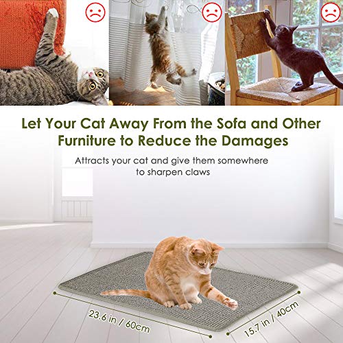 SlowTon Alfombrilla Scratcher Cat, Almohadilla de raspado de Cuerda Tejida de sisal Natural para Garras de amolado de Gato y Muebles de Alfombra de Alfombra Protectora 60 * 40cm