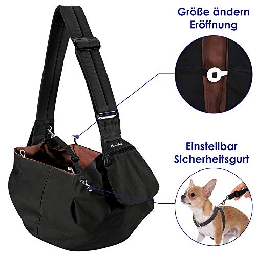 SlowTon Bolsos para Mascotas Transportín para Perros Pet Carrier Dog Hand Sling Carrier Bandolera Correa de Hombro Acolchada Ajustable Tote Bag con Bolsillo Delantero Puppy Carrier