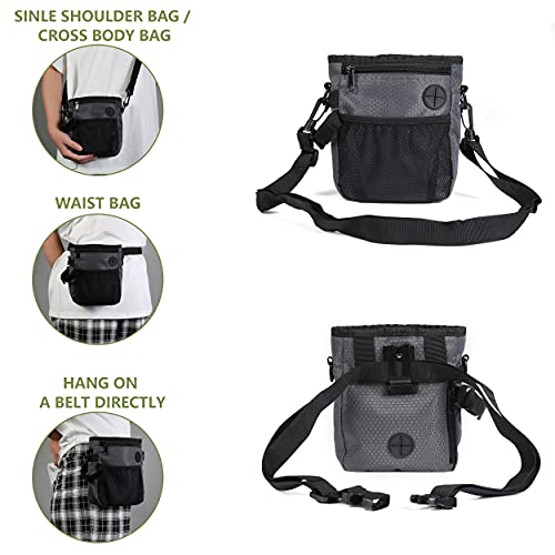 SLSON Bolsa de comida para perro con cuencos para perros, 2 en 1, bolsa para aperitivos con bolsa de almacenamiento para golosinas, viajes o actividades al aire libre, color negro