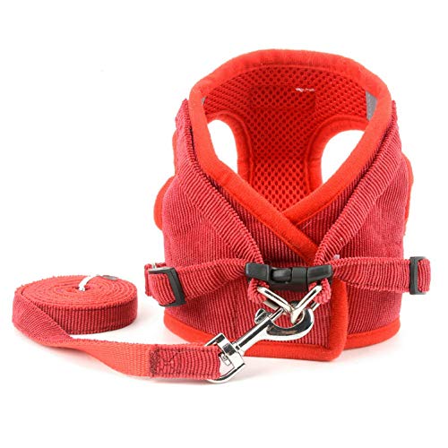 smalllee_Lucky_Store - de Pana arnés y Correa para Gatos antiescape Anti tirones arnés y correaes para Perros pequeños,Reflectante no se escapen Ajustable, Chaleco para Cachorros,Rojo,XS