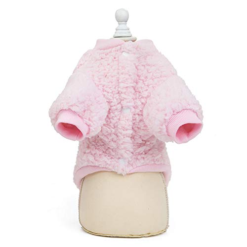 SMALLLEE_LUCKY_STORE Jersey suave de forro polar Sherpa para perros pequeños y gatos, suéter suéter de invierno para cachorros, gatitos, ropa cálida para mascotas, color rosa bebé M