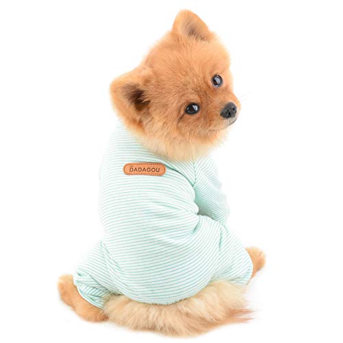 SMALLLEE_LUCKY_STORE Pijama de algodón a rayas para perros pequeños, gatos, cachorro, mono de pijama para interior con piernas, ropa de Yorkie Chihuahua