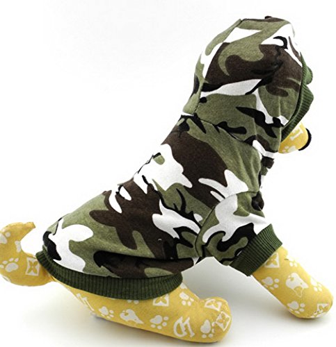 smalllee_Lucky_Store Ropa de Camuflaje Camisa de Perro con Sudadera con Capucha para Perros pequeños Gato Chihuahua Pomerania Toy caniche Chico Color Verde S