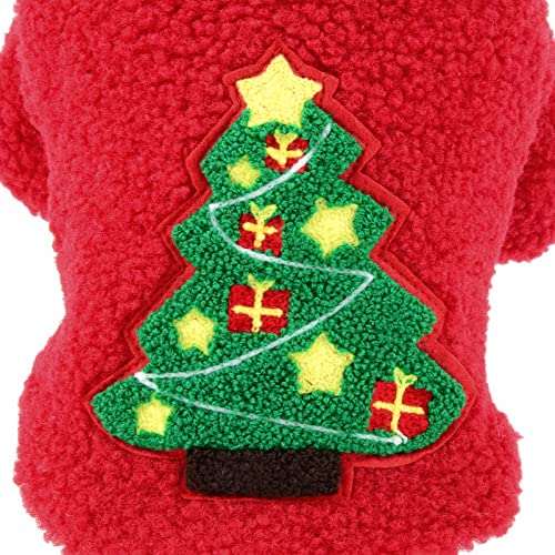 SMALLLEE_LUCKY_STORE Suéter de Navidad Sherpa para perro, sudadera de forro polar para cachorros, perros pequeños, gatos, Yorkie Chihuahua, abrigo cálido de invierno, árbol de Navidad