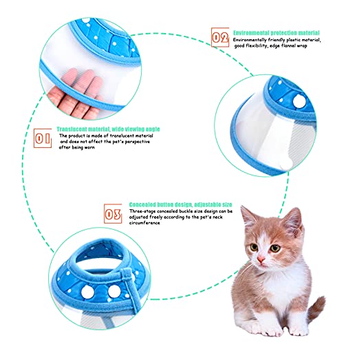 smatime Collar de Recuperación para Gato Ajustable Collar Isabelino Suave Collar de Protección para Mascotas Collar de Seguridad para 1-2 kg Gatito Perro Mascota Recuperación de Cirugía Heridas, Azul