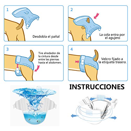 SMELL & SMILE Pañales Desechables para Perro Pañales para Perros Hembra Pañal Sanitarios para Perro Mascotas Bragas Higiénicas Suaves absorbentes (XS)