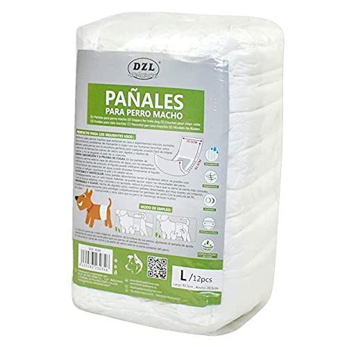 SMELL & SMILE Pañales Desechables para Perro Pañales para Perros Macho Pañal Sanitarios para Perro Mascotas Bragas Higiénicas Suaves absorbentes (L- 20.5 * 81.5 CM)