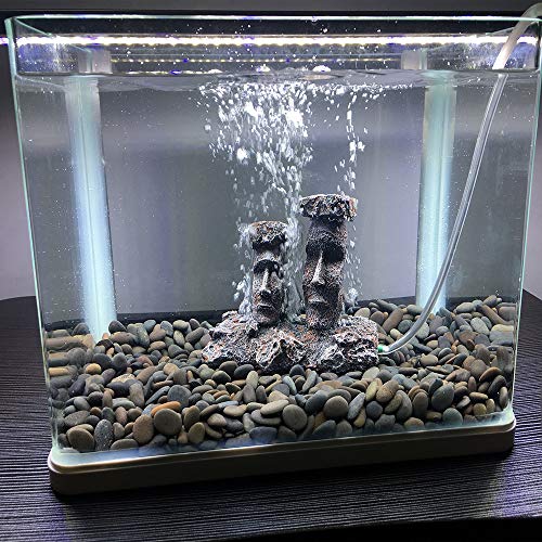 Smoothedo-Pets Decoración de acuario de piedra de aire para peces, decoración de acuario, adornos de tamaño pequeño, accesorios de peces esconden estatuas de Moai de Isla de Pascua (gris-moai)