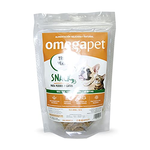 Snack Natural para Perro y Gato - Tripa Verde deshidratada (Pack 6 Bolsas de 120g) - chuches para Perro - premios para Perros - golosinas para Perros