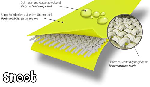 SNOOT Correa de Remolque de 5m, Correa de Perro, Lazo de Mano, Amarillo neón, Extra Estrecho, Repelente de Suciedad y Agua.