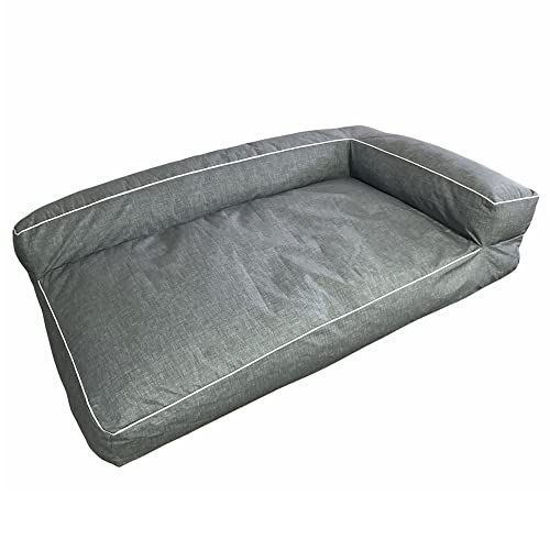 Sofa Cama para Perro Extra Grande Estilo Lounge, Perros Mascotas Grandes Gigantes Copos Viscoelástica 3D, Impermeable, desenfundable 120 x 75 x 35 cm - XL - XXL - Gris