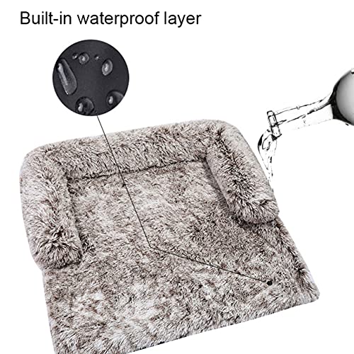 Sofá de felpa ultra suave para perros, cama de perro, mantas medianas y calmantes para gatos, cojines de mascotas lavables desmontables para perros pequeños grandes (90 x 90 x 20 cm, gris)