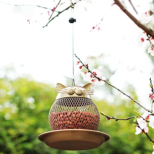 SOFIL Comedero para Pajaros,Comedero Pajaros Silvestres,Colgantes,Resistente a la Intemperie,Planchar,para Jardin,Exterior,en Forma de Gato(16x16x18cm)