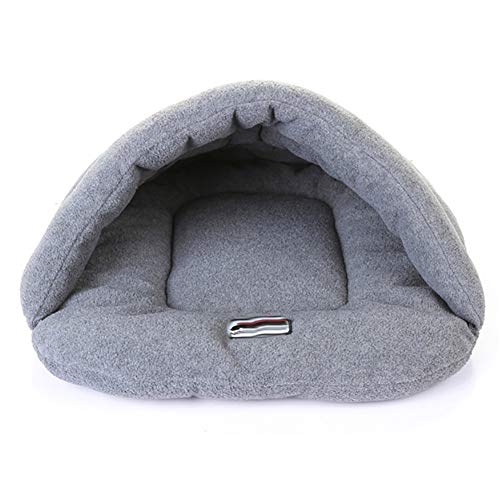 Soft Indoor Cama Para Perros Sofá, Nido De 2 En 1 Mascotas Portátil Gato Cachorro Bolsa De Dormir Cama Cueva Plegable Para Mascotas Cama Con Forma De Zapatilla Medio Cubierta-gris 48*38*20cm