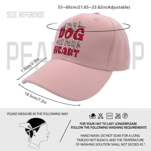 Sombrero de papá Mi perro es mi corazón sombreros para hombre, gorra ajustable de algodón para senderismo, regalo, rosa, Talla única