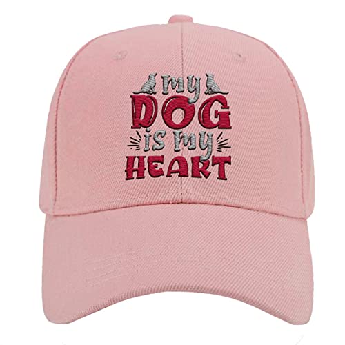 Sombrero de papá Mi perro es mi corazón sombreros para hombre, gorra ajustable de algodón para senderismo, regalo, rosa, Talla única