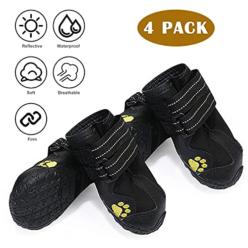 Sonernt Thicken Fleece Warm Dog Shoes for Snow, Paw Protection Anticongelante Antideslizante Botas de Invierno de Suela Blanda para Perros pequeños Teddy Bichon Frise Pomeranian (6)