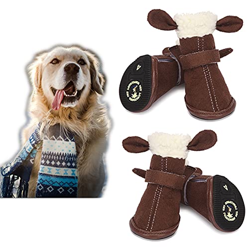 Sonernt Zapatos Antideslizantes para Perros, Impermeables, Suaves, cálidos, Protectores de Huellas para Perros pequeños, Perros medianos, Perros Grandes, Cachorros, Talla 3