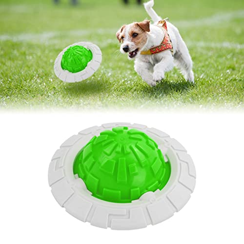 Sonido Interactivo Perro Frisbee Juguete Bola de molienda para jugar Frisbee bola que se puede presionar en forma de Frisbee Bola de juguete para interacción en interiores y exteriores(verde)