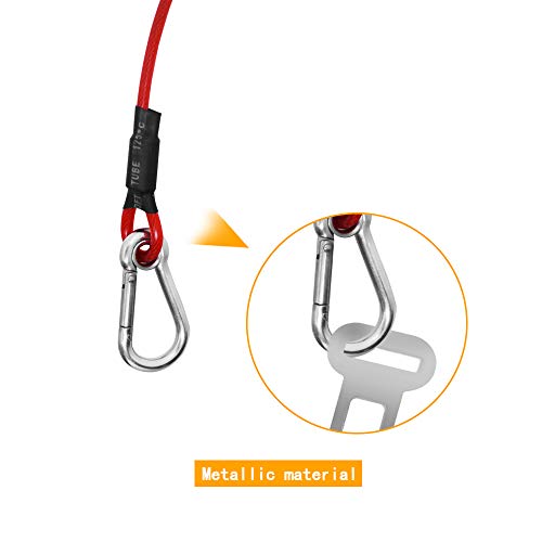 Sonku Cinturón de Seguridad para Coche para Perros, 2 Piezas, a Prueba de Cable de Acero, cinturón de Seguridad para vehículos, Apto para Perros pequeños, medianos, Grandes y extragrandes, Color Rojo